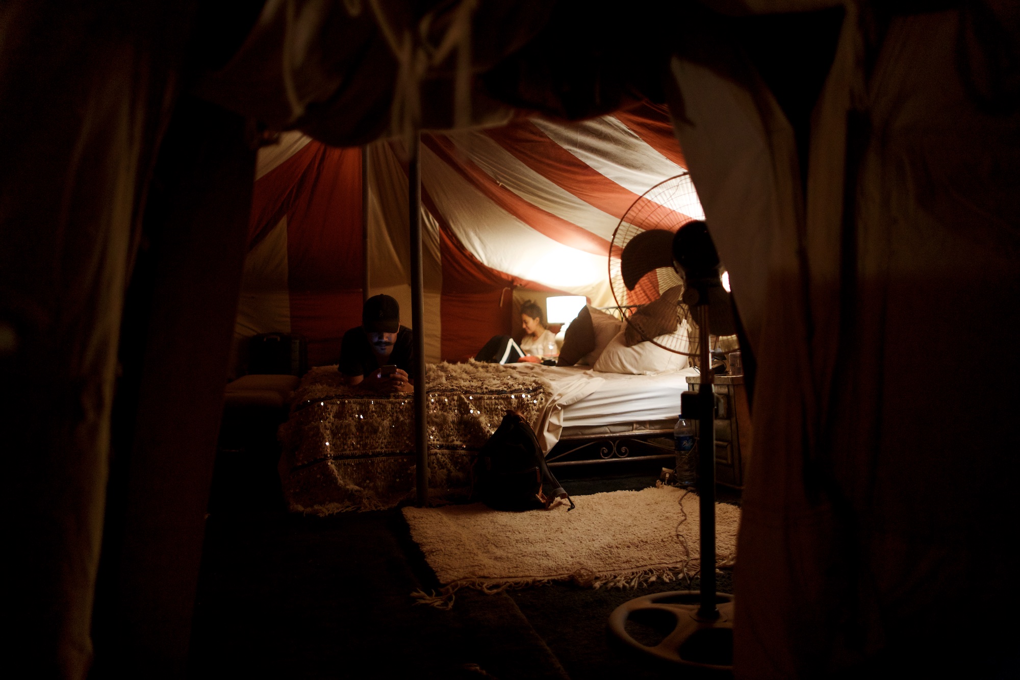 Luxury tent during desert travel trip with erg chigaga luxury camp